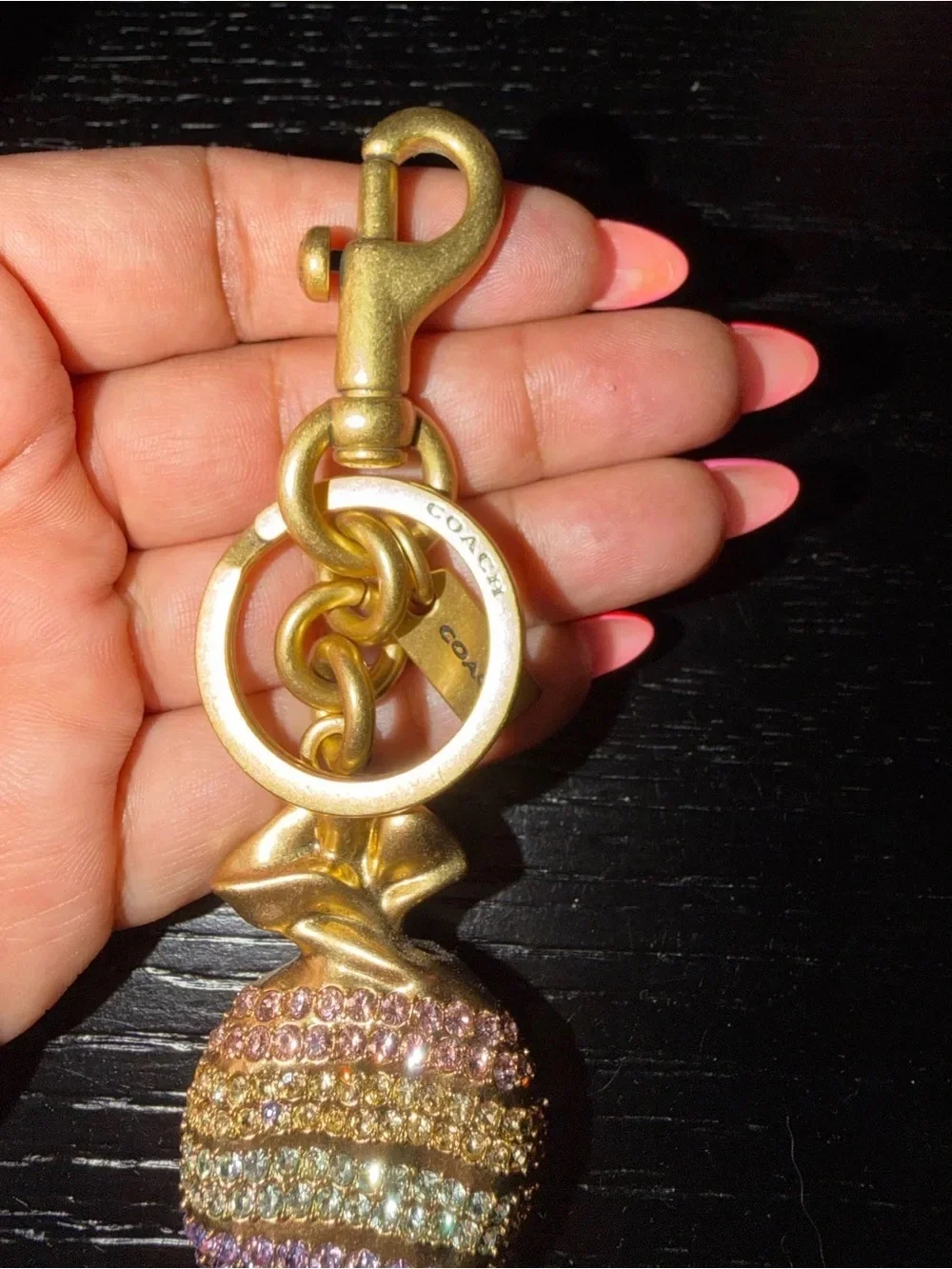 Coach Gold-tone Candy Crystal Keychain Charm